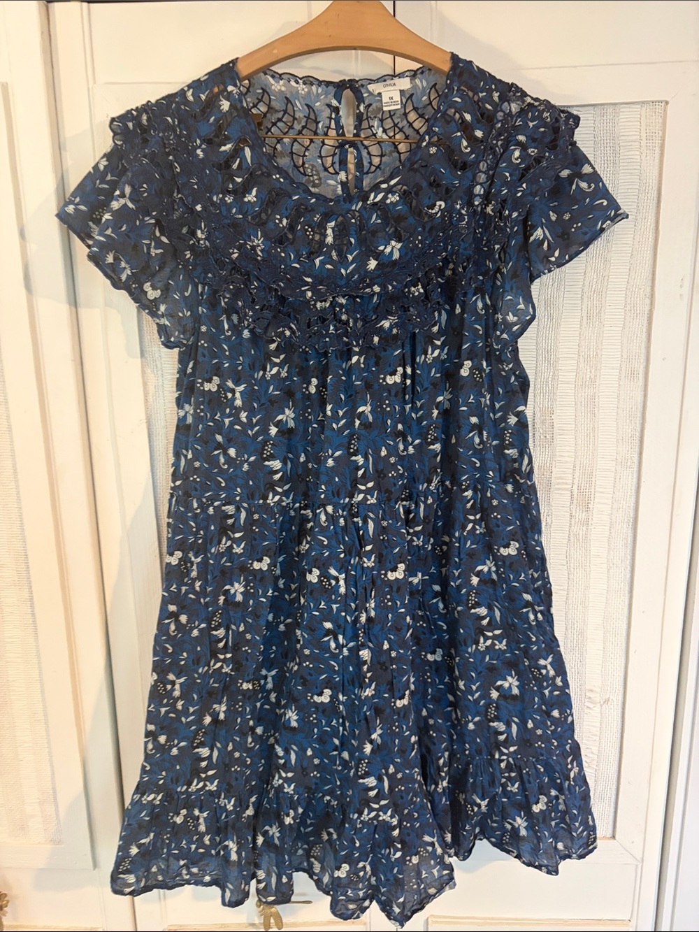 Blue Anthropologie Othilia Blue Floral Cotton Dress 1x - Picture 5 of 10